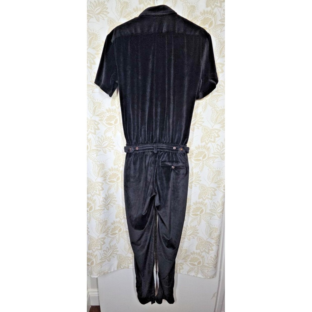 NEW WITH TAGS MENS Romper Jack Velour Velvet Black Jumpsuit LARGE - Picture 3 of 11